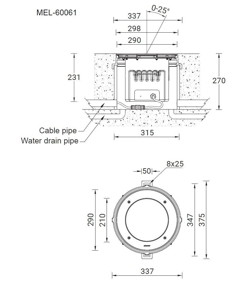 LigmanMelbourne 4 - Non Adjustable 215mm Ø 20wIn - Ground