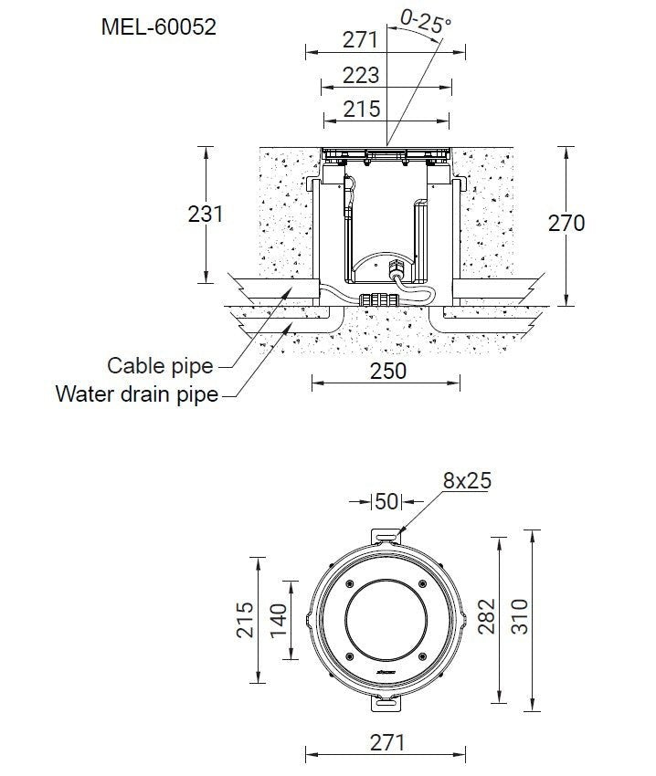 LigmanMelbourne 6 - Adjustable: 20w 215mm ØIn - Ground